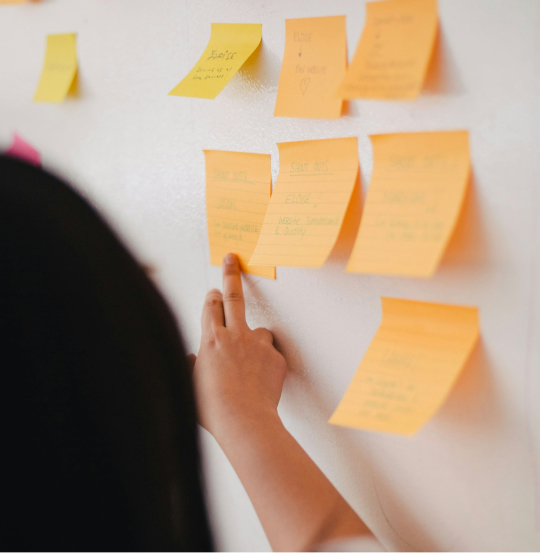 Post-it notes on a whiteboard